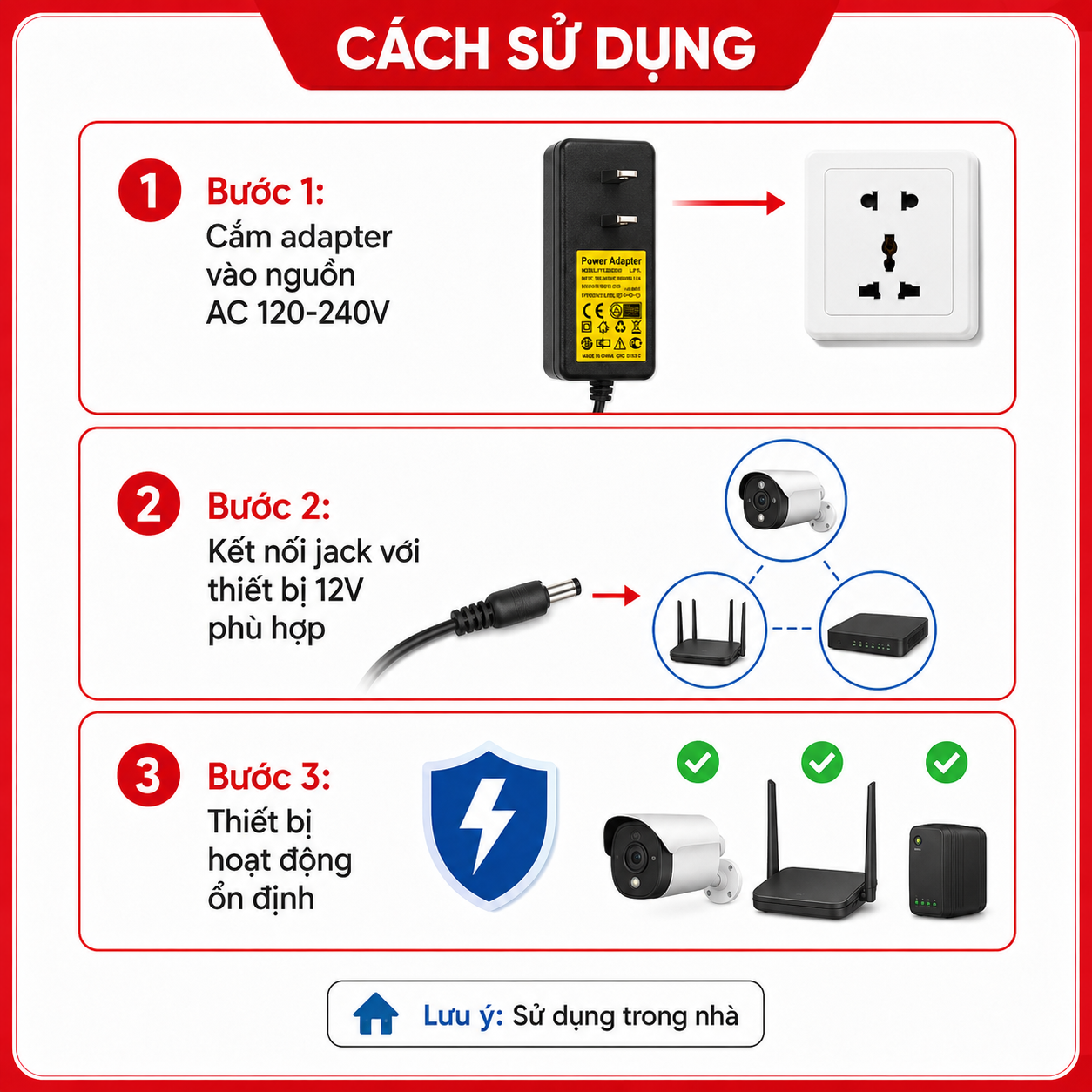 Nguồn Adapter 12V 2.5A  Sử Dụng Cho Các Thiết Bị Điện Dùng Nguồn 12V – ảnh 6