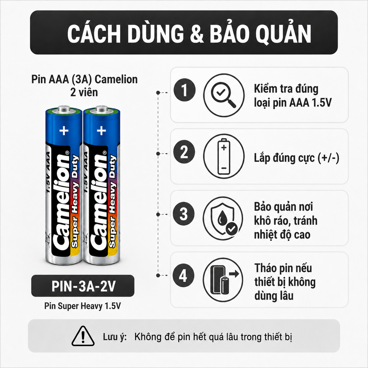 Pin AAA Super Heavy 1.5V 470mAh – Bộ 2 viên – image 7