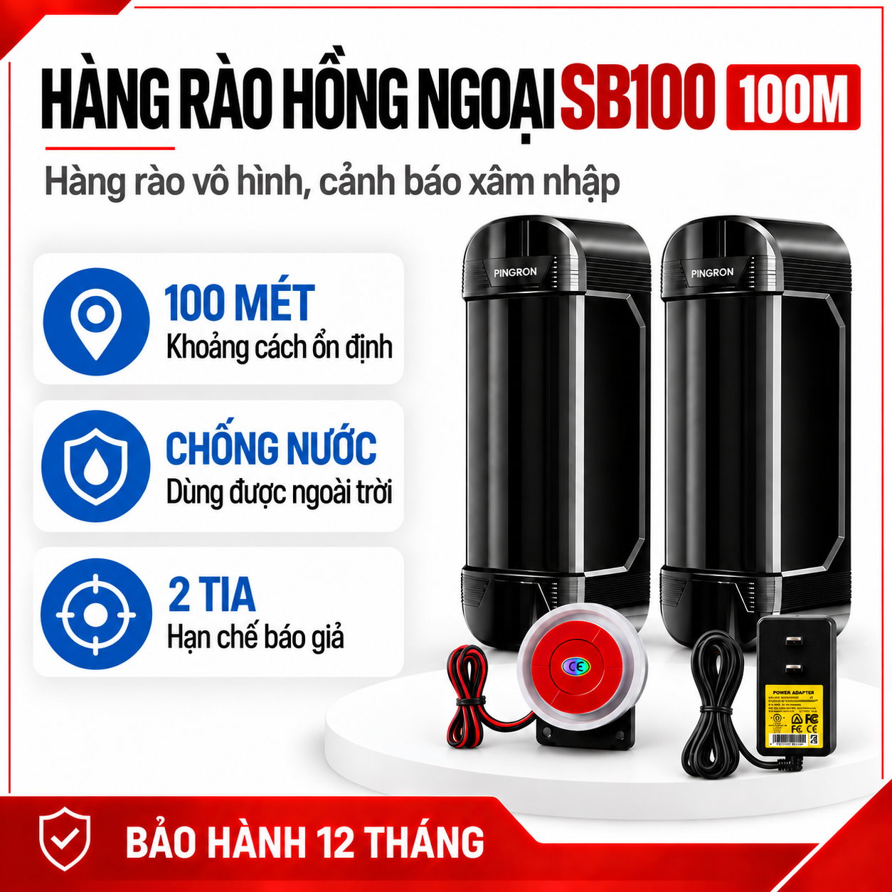 Hàng Rào Hồng Ngoại Chống Trộm PINGRON SB100
