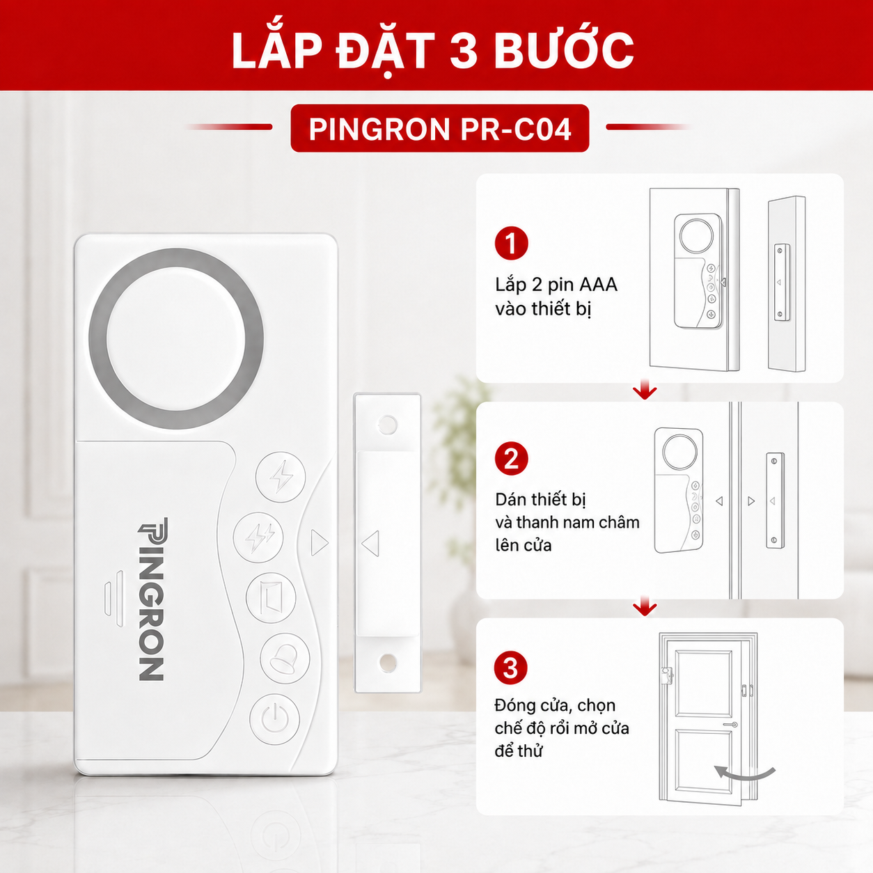 Hướng dẫn lắp cảm biến gắn cửa