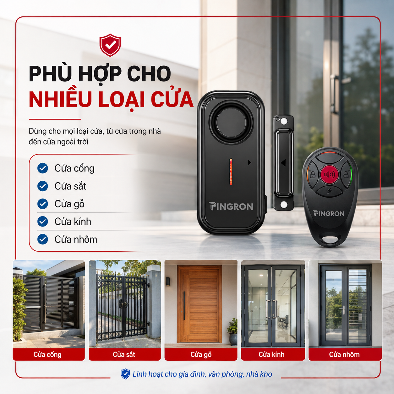 Cảm biến chống trộm PINGRON C12 dùng cho cửa sắt cửa gỗ và cửa kính