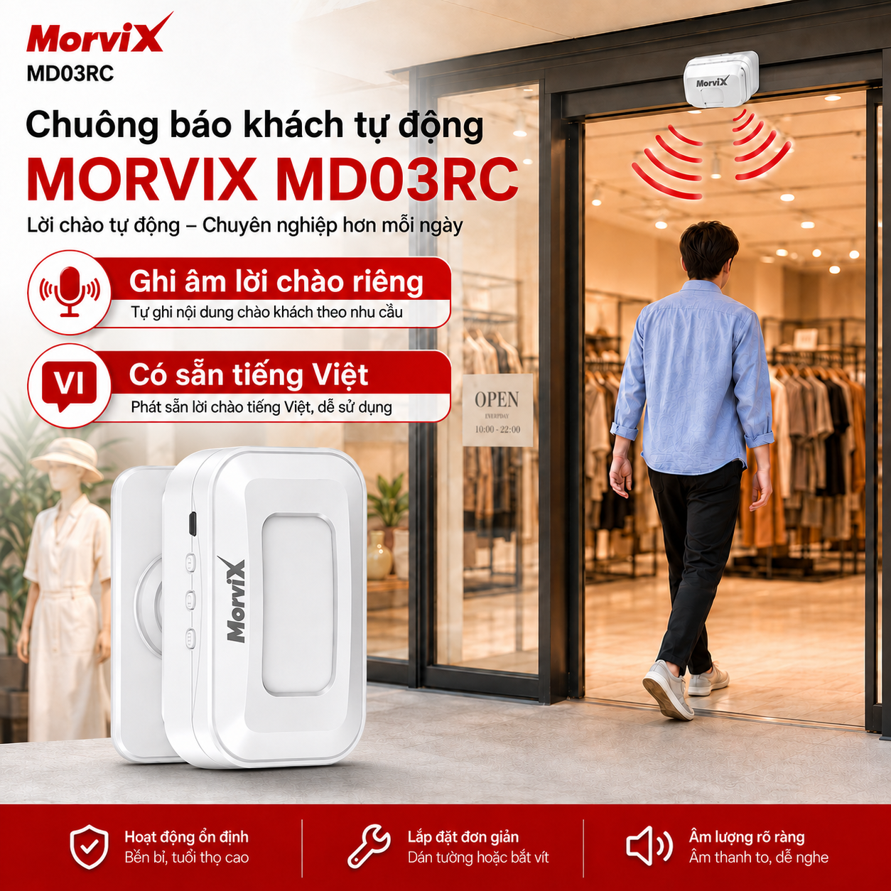 Chuông báo khách tự động MORVIX MD03RC