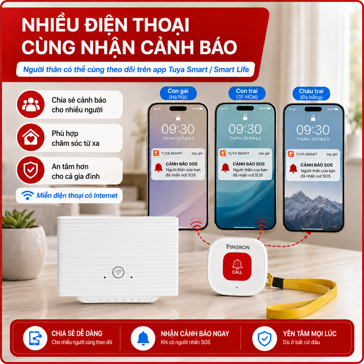 Chuông Báo Cho Người Già PINGRON S021 | Cảnh Báo Tại Chỗ Và Báo Qua Điện Thoại – image 3