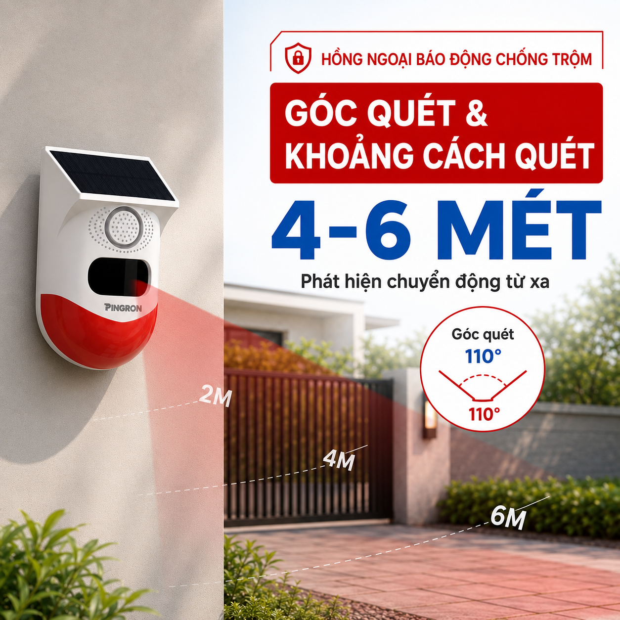 Cảm biến báo động PINGRON khoảng cách phát hiện 4-6 mét