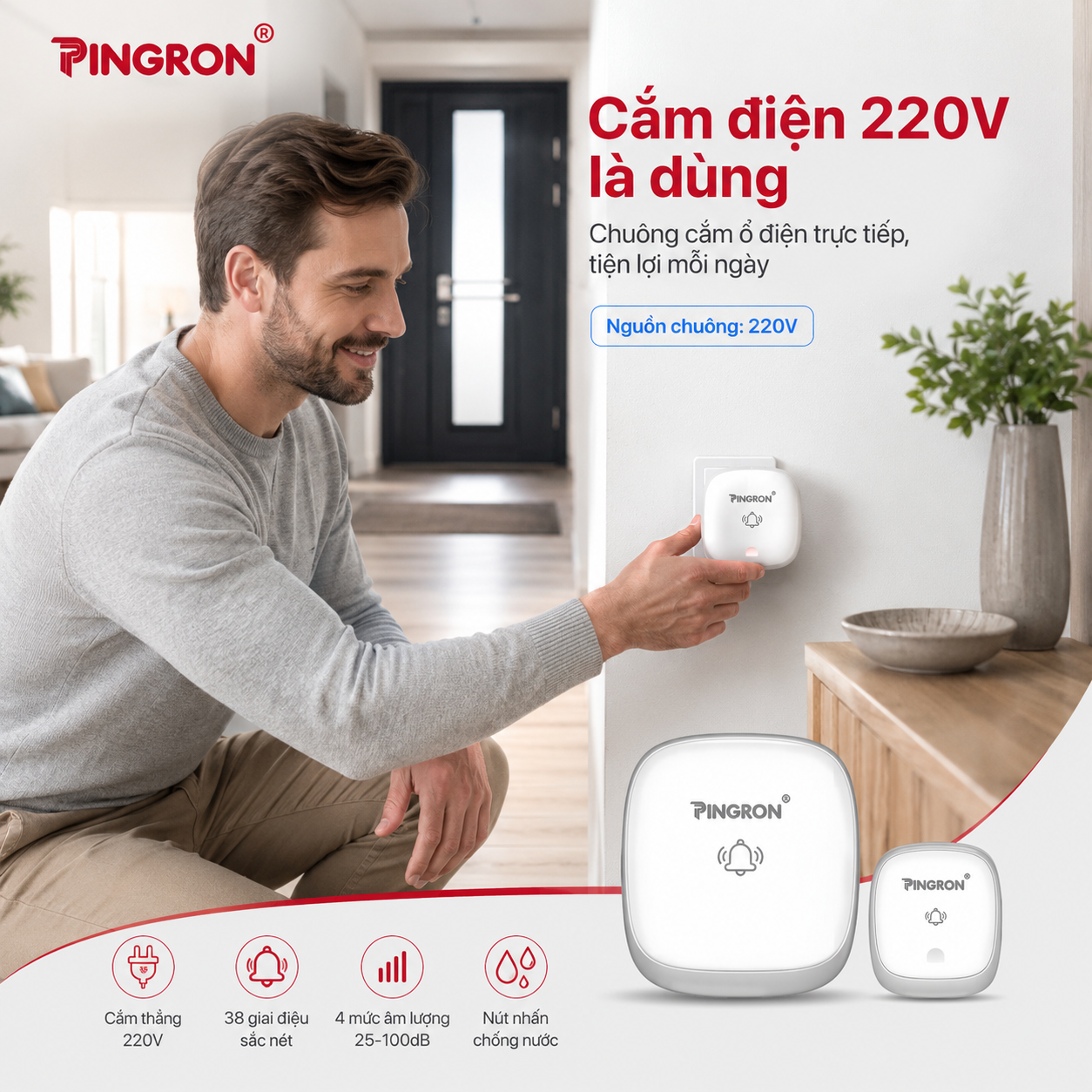 Chuông cắm trực tiếp ổ điện 220V