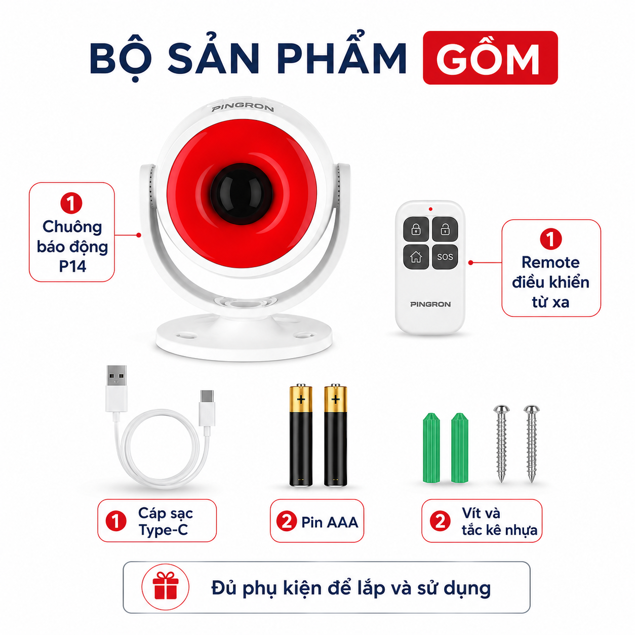 Chuông báo động chống trộm hồng ngoại PINGRON P14 có remote – ảnh 6