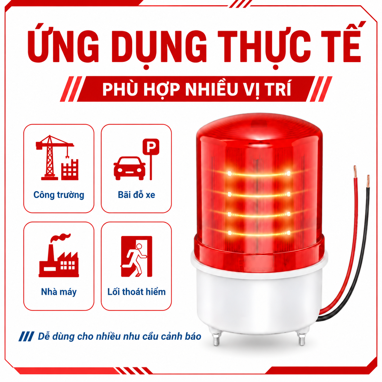 Đèn báo động PINGRON L15 dùng cho công trường bãi đỗ xe nhà máy và lối thoát hiểm
