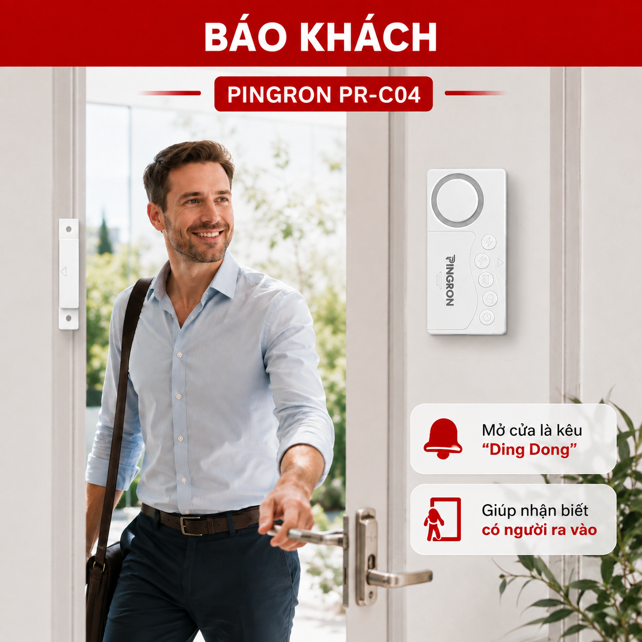 Chế độ báo khách Ding Dong khi mở cửa của Pingron C04