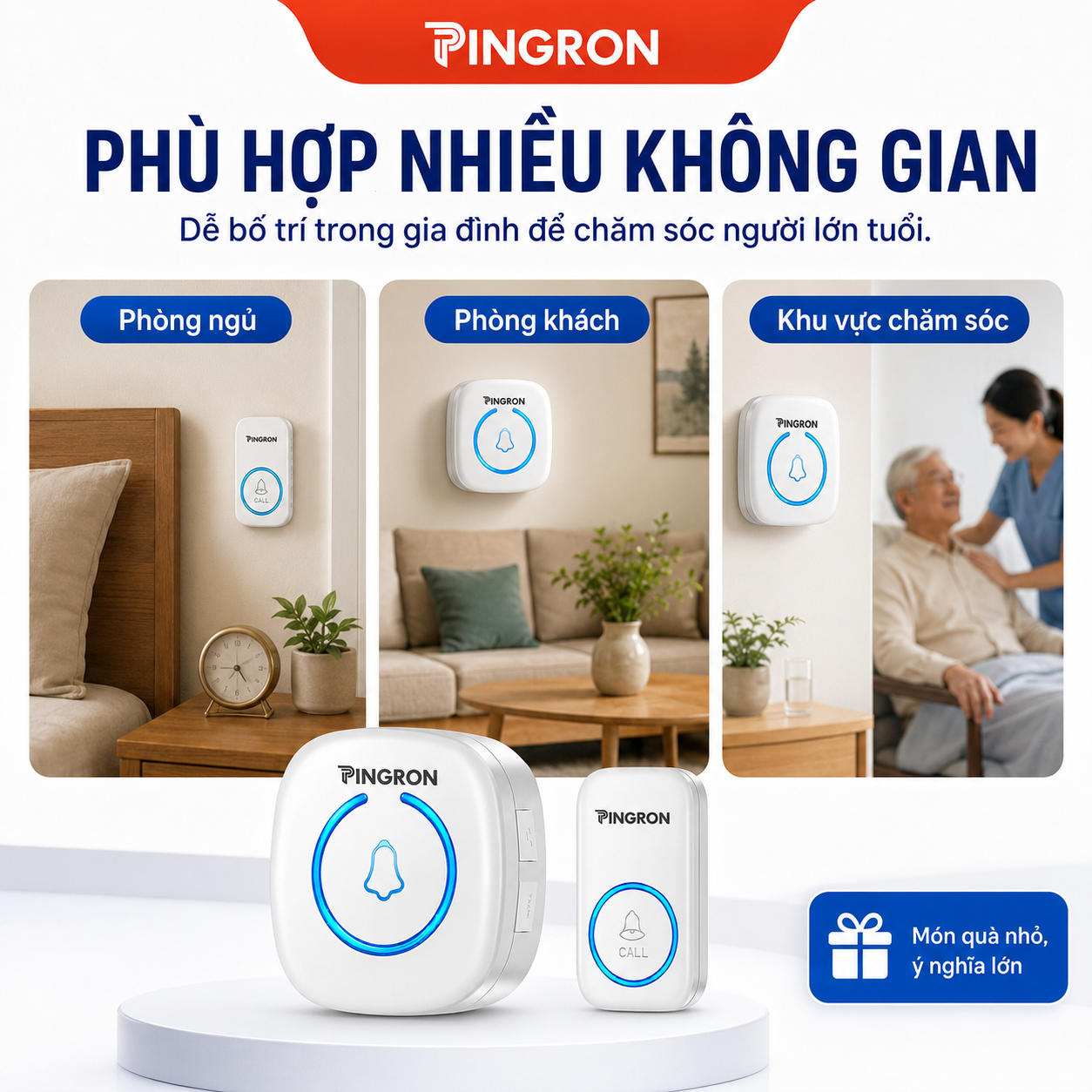 Chuông Báo Khẩn Cấp Người Già PINGRON DB06 Không Dây, Nút Nhấn Đeo Cổ, 60 Kiểu Chuông, 5 Mức Âm Lượng – ảnh 7