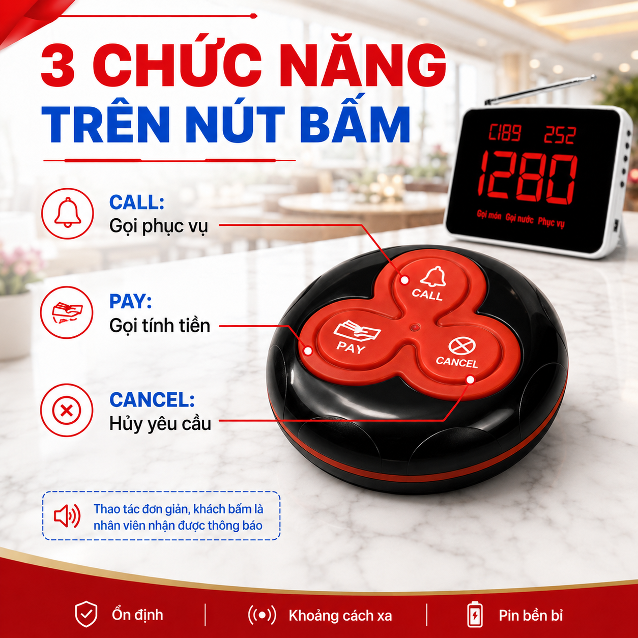Nút gọi phục vụ PV06-TV