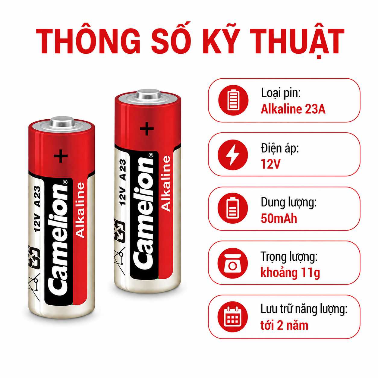Pin Alkaline 23A 12V 50mAh dùng cho chuông cửa, báo động và remote – ảnh 4