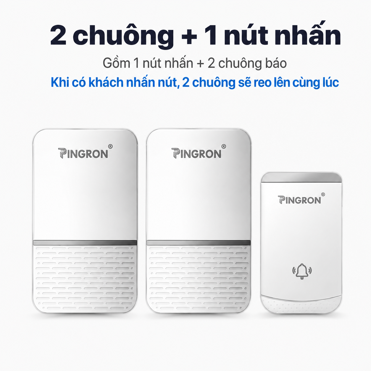 2 chuông + 1 nút nhấn