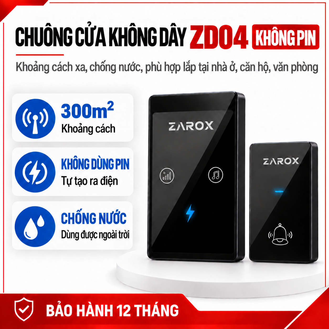 Chuông cửa không dây, chuông cửa không dùng pin ZD04