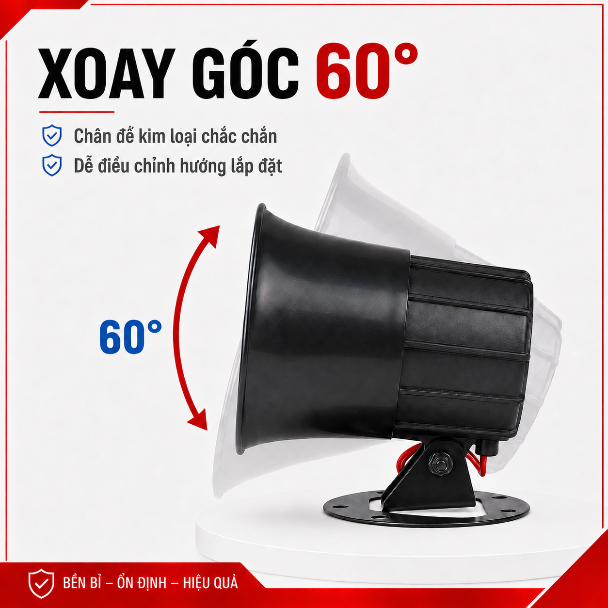 Còi PINGRON S10 chân đế kim loại điều chỉnh góc 60 độ