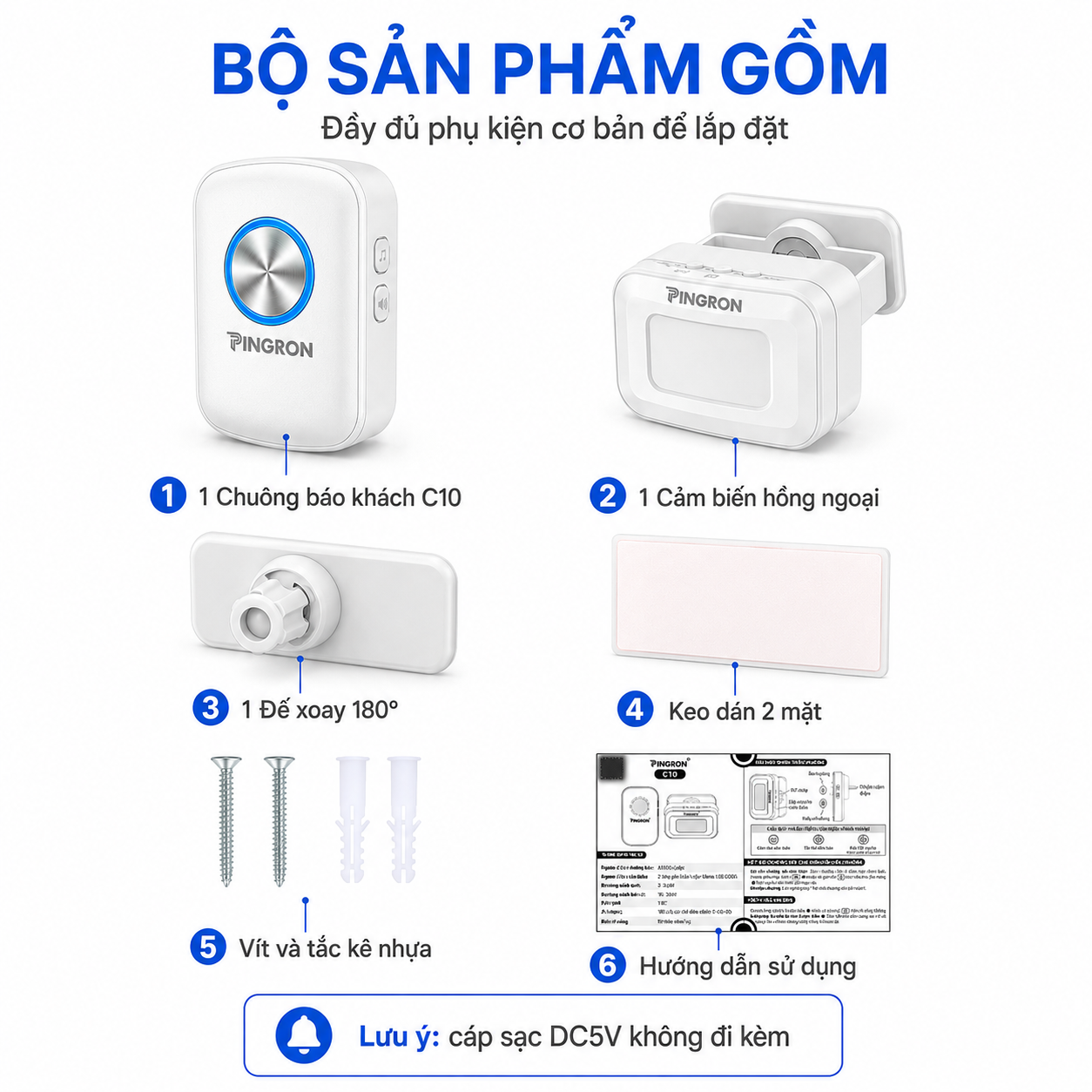 Chuông báo khách hồng ngoại không dây PINGRON C10 – ảnh 4
