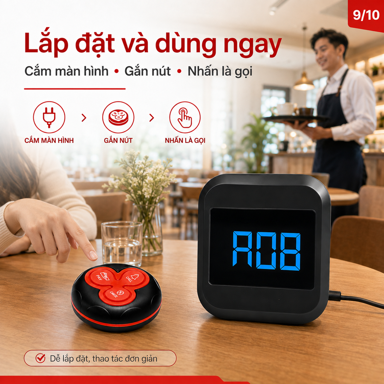 Hướng dẫn sử dụng chuông gọi phục vụ PINGRON PV07 cắm màn hình gắn nút và nhấn gọi