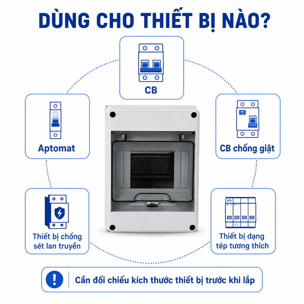 Hộp tủ điện chống nước lắp nổi 5 WAY dùng cho CB, aptomat – ảnh 4