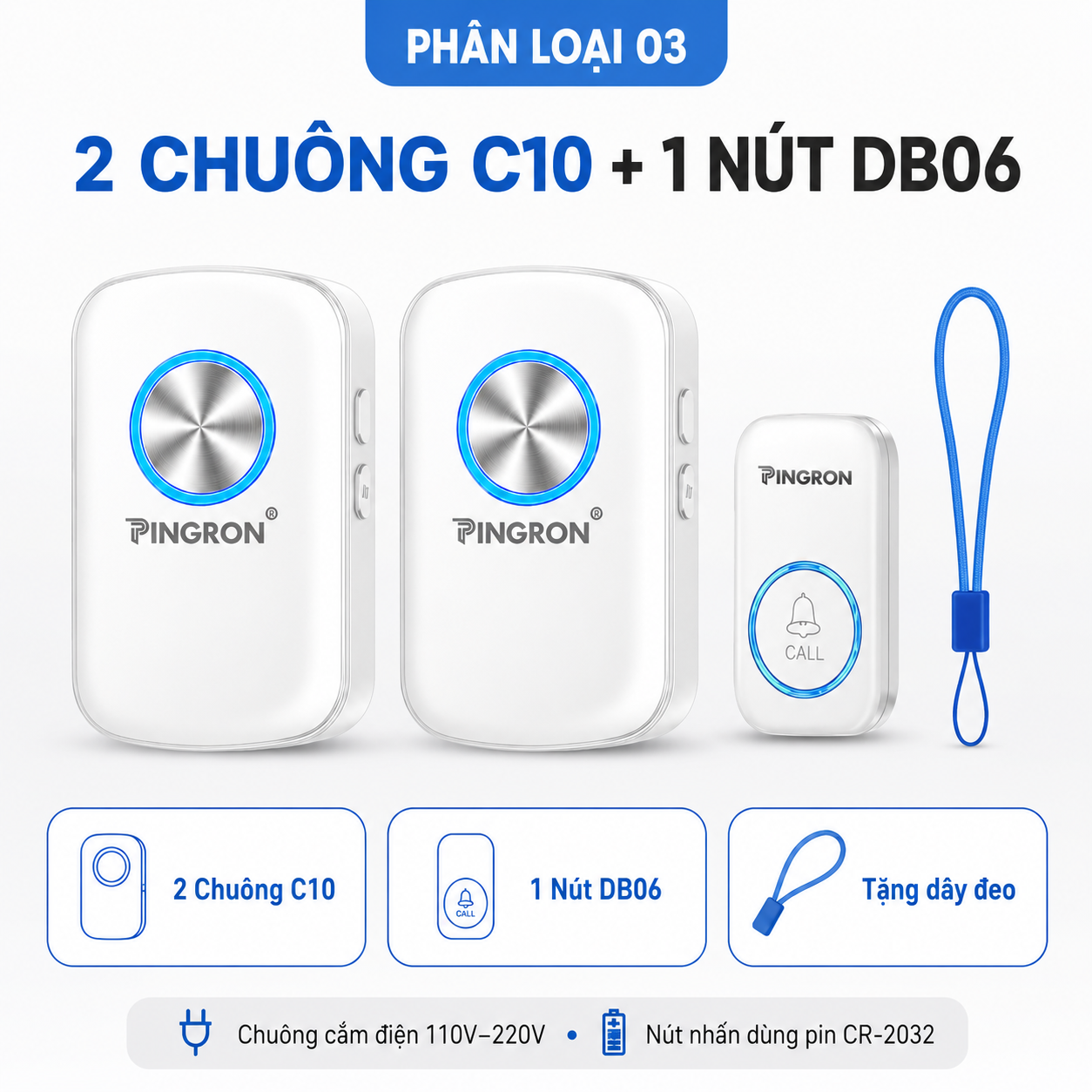 2 Chuông C10 + 1 nút DB06