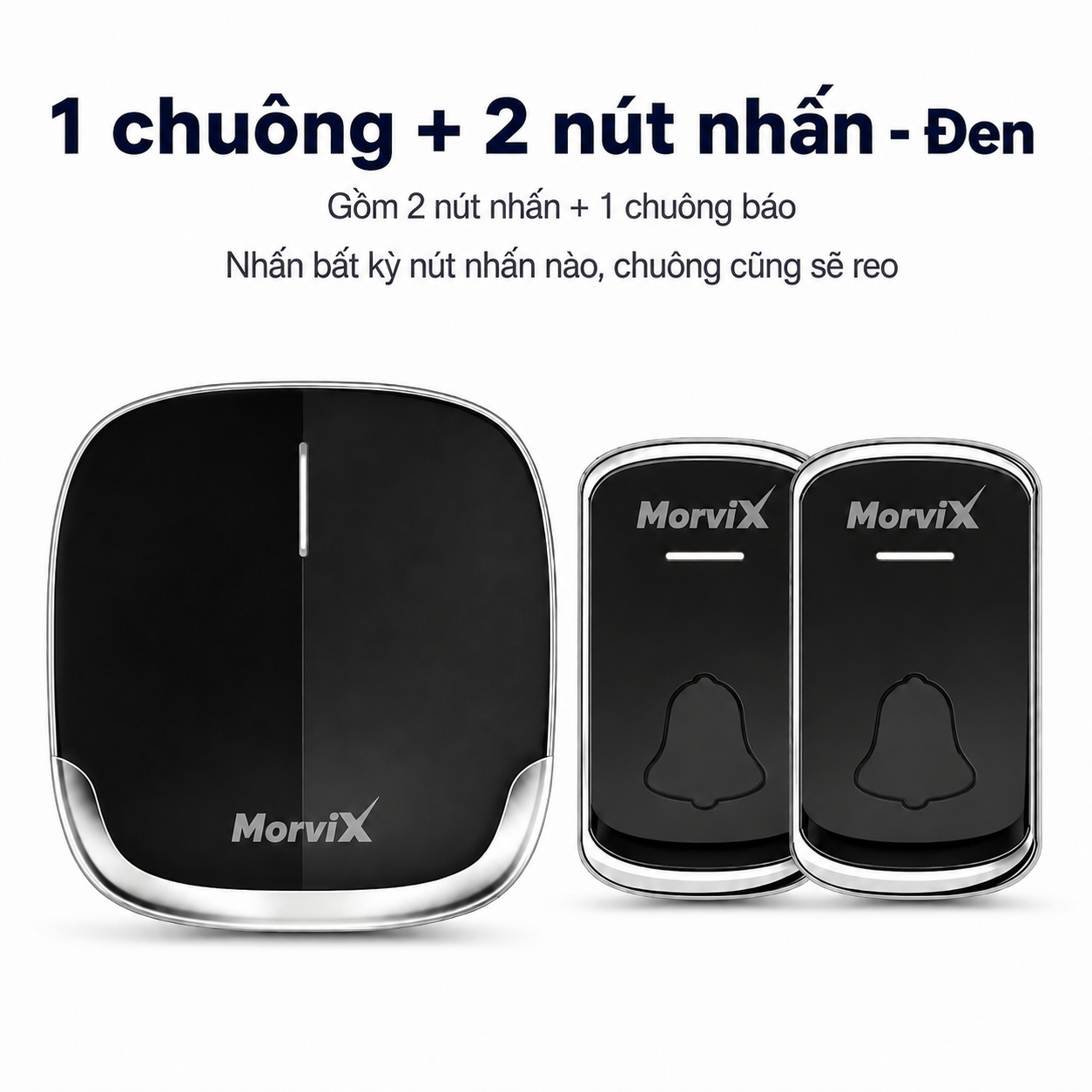 1 chuông + 2 nút nhấn · Đen