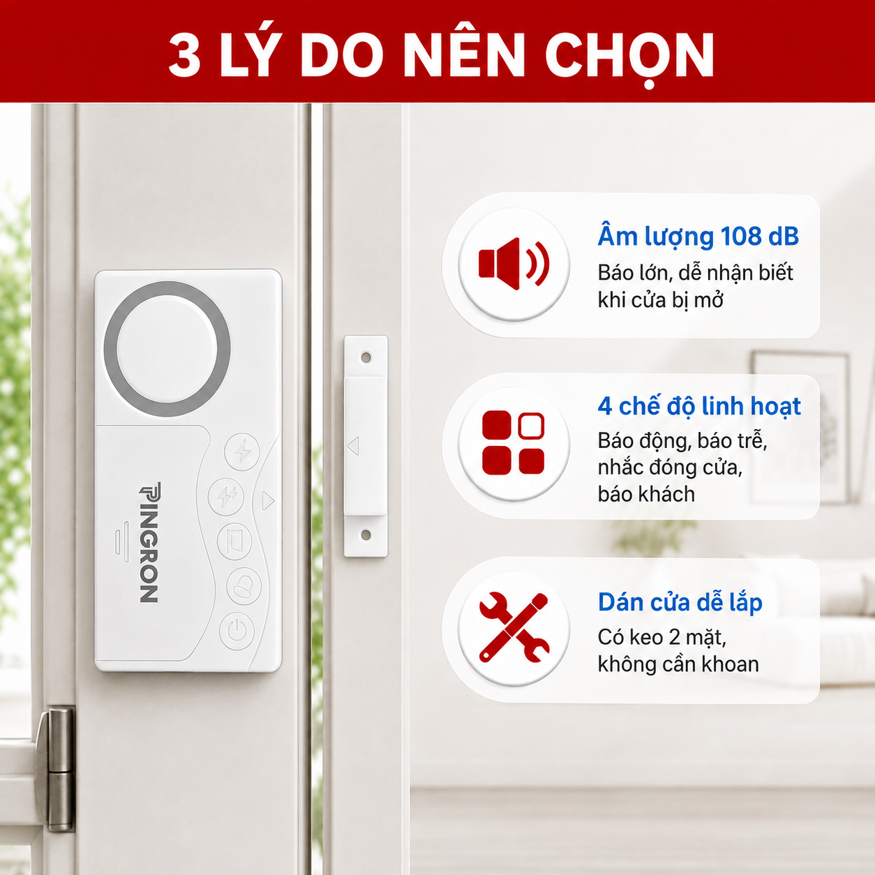 Điểm nổi bật của thiết bị chống trộm gắn cửa Pingron C04