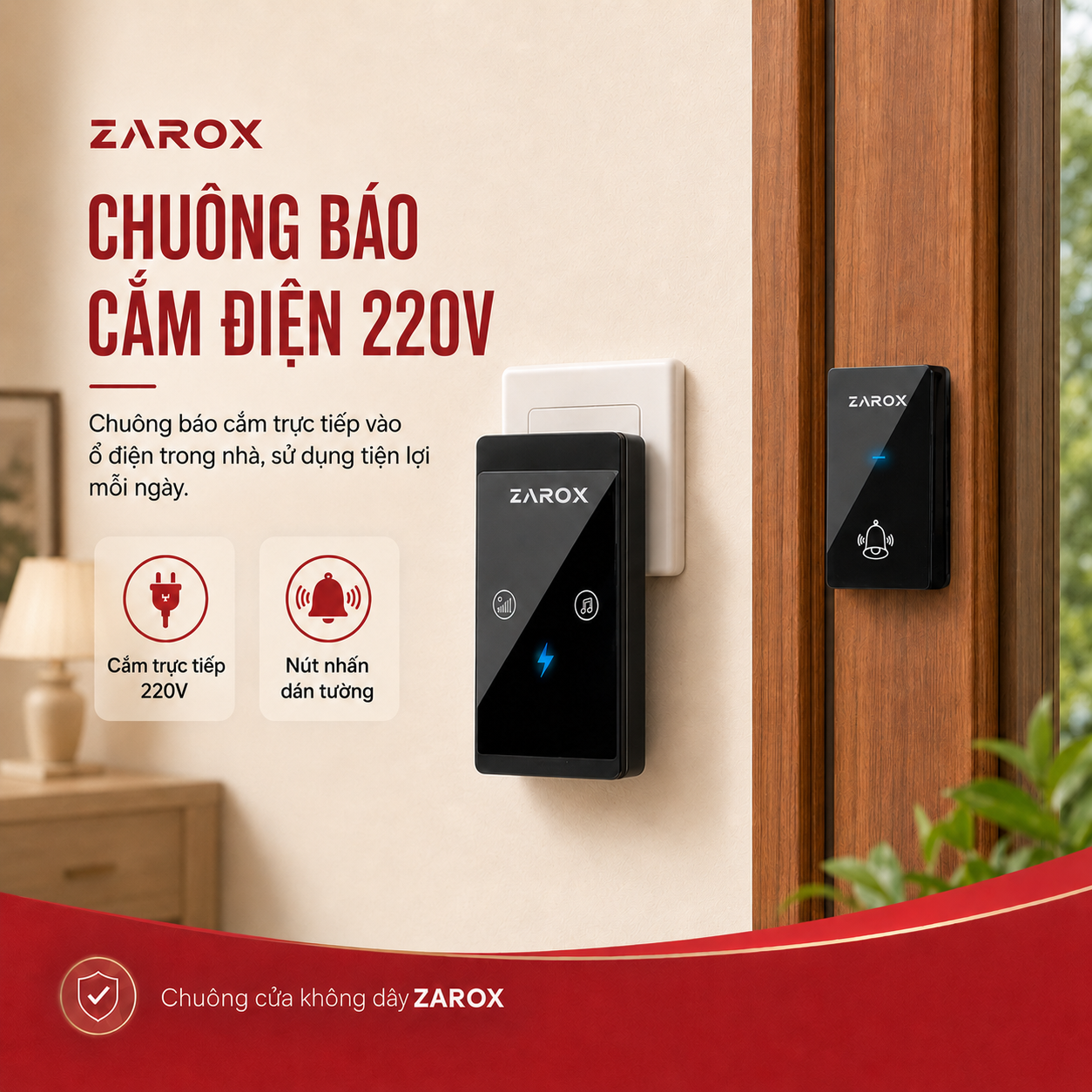 Chuông cửa không dây, chuông cửa không dùng pin ZD04 – ảnh 2