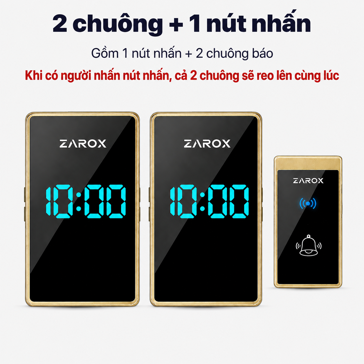 2 chuông + 1 nút nhấn