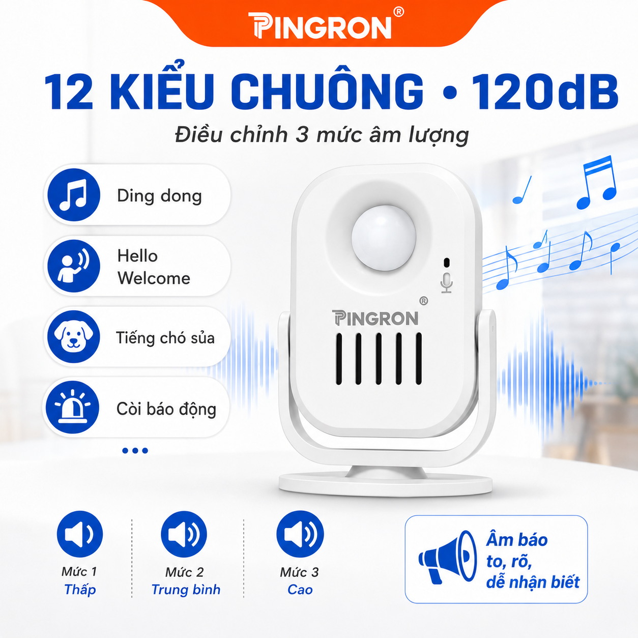 Chuông báo khách tự động PINGRON PR-P03RC ghi âm tiếng Việt – ảnh 5