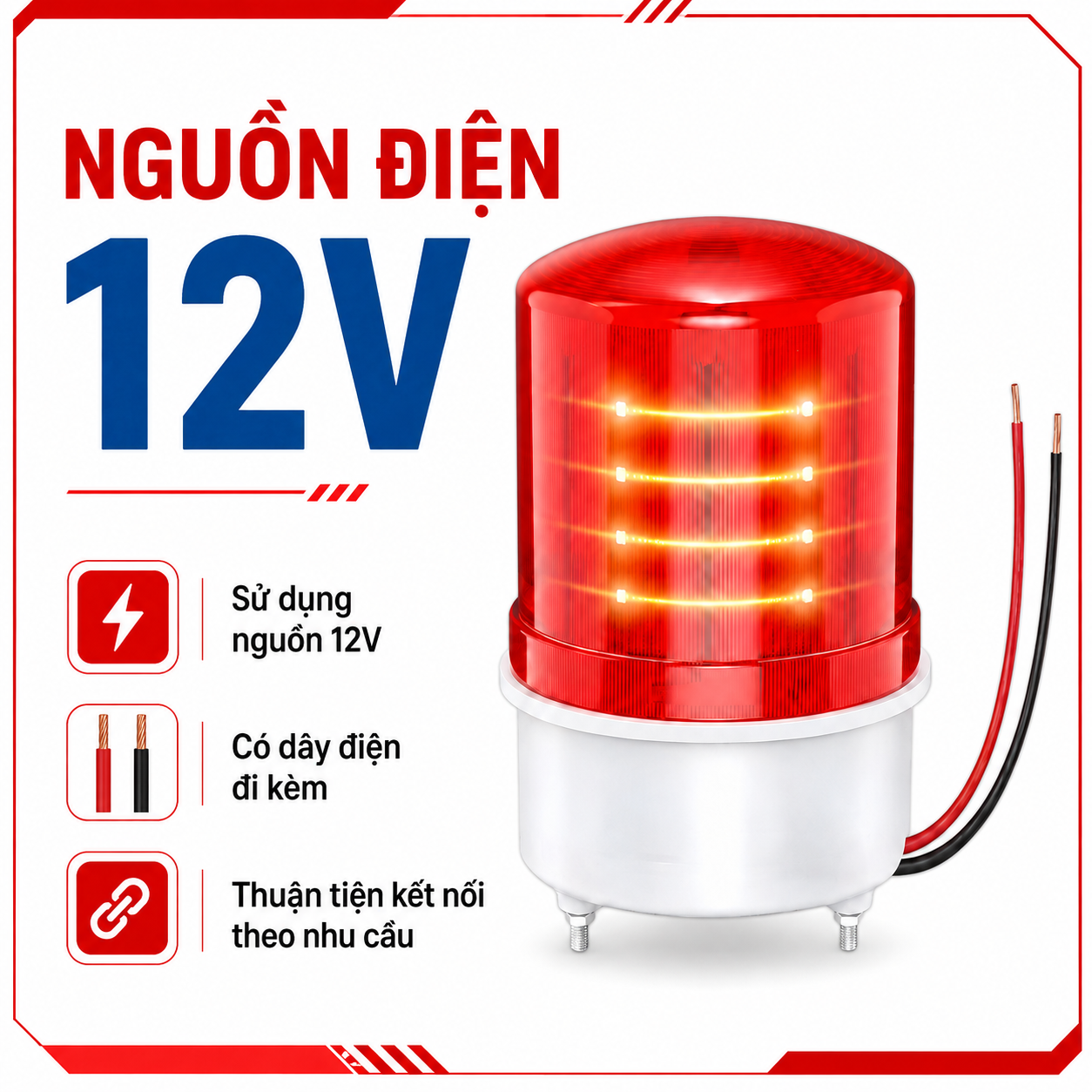 Đèn báo động PINGRON L15 sử dụng nguồn điện 12V