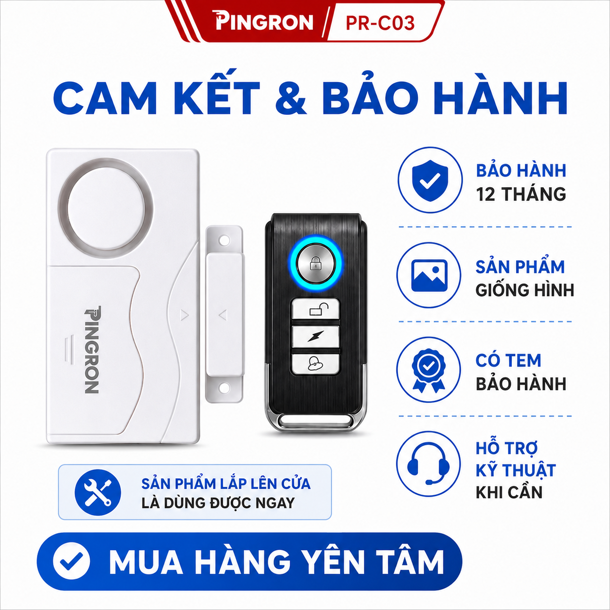 Thiết bị chống trộm gắn cửa PINGRON PR-C03, báo động 105-110dB, 3 chế độ – ảnh 9