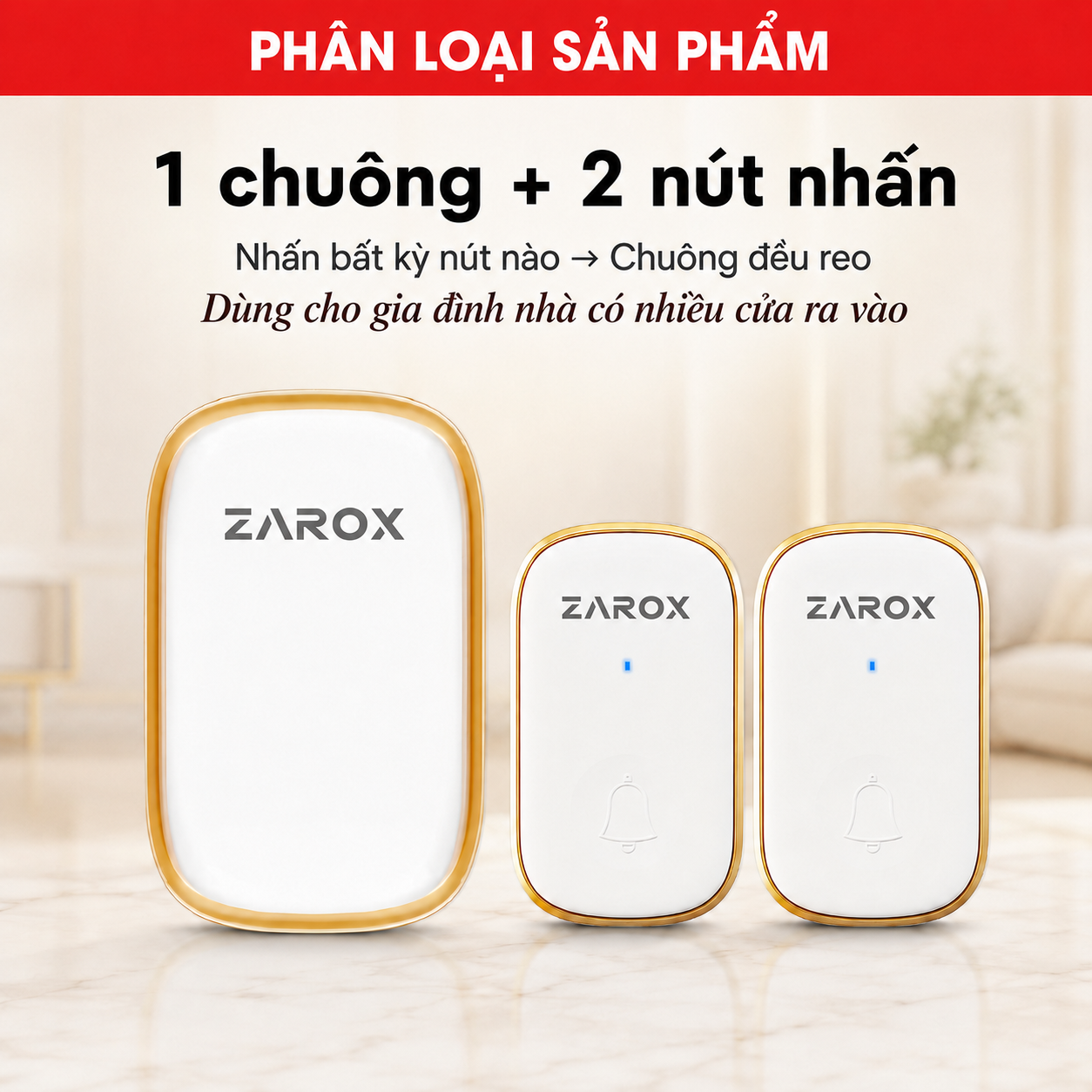 1 chuông + 2 nút nhấn
