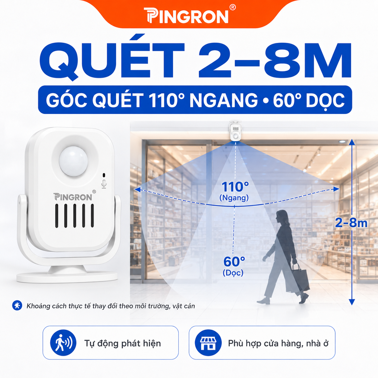 Chuông báo khách tự động PINGRON PR-P03RC ghi âm tiếng Việt – ảnh 4