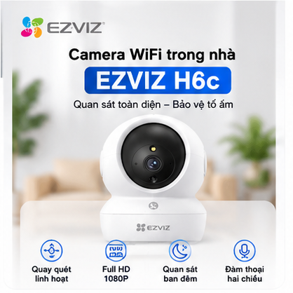 Camera WiFi EZVIZ H6c 1080P quay quét, hồng ngoại ban đêm