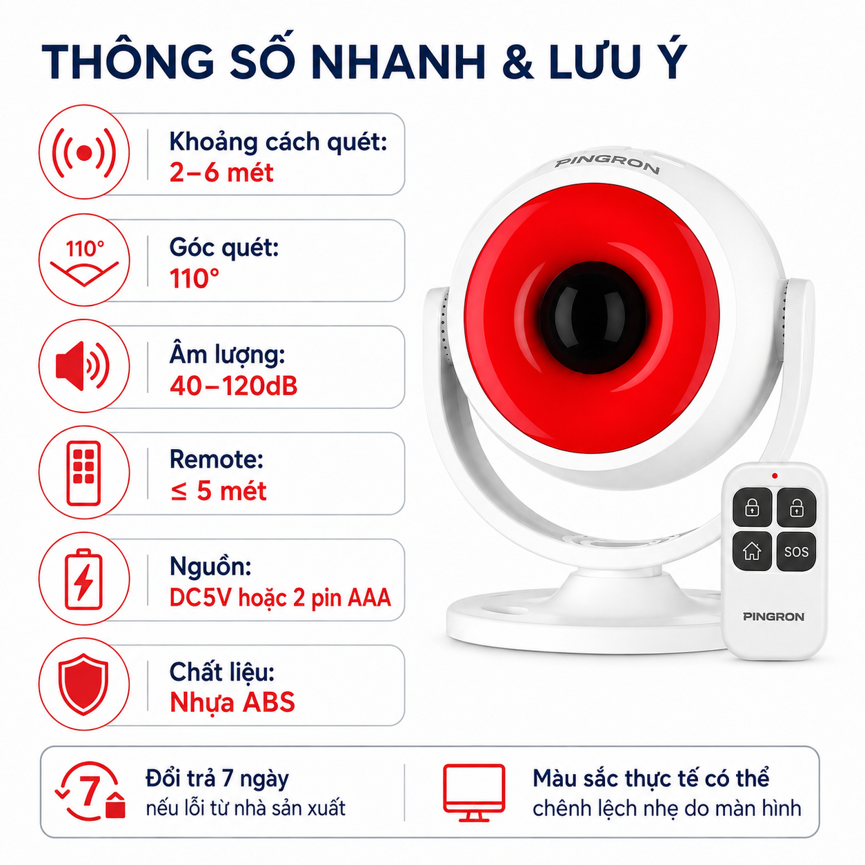 Chuông báo động chống trộm hồng ngoại PINGRON P14 có remote – ảnh 9