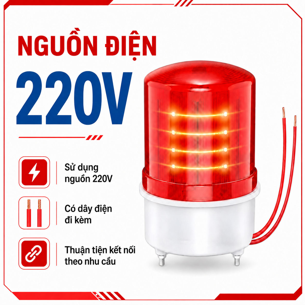 Đèn cảnh báo PINGRON L18 sử dụng nguồn AC 220V