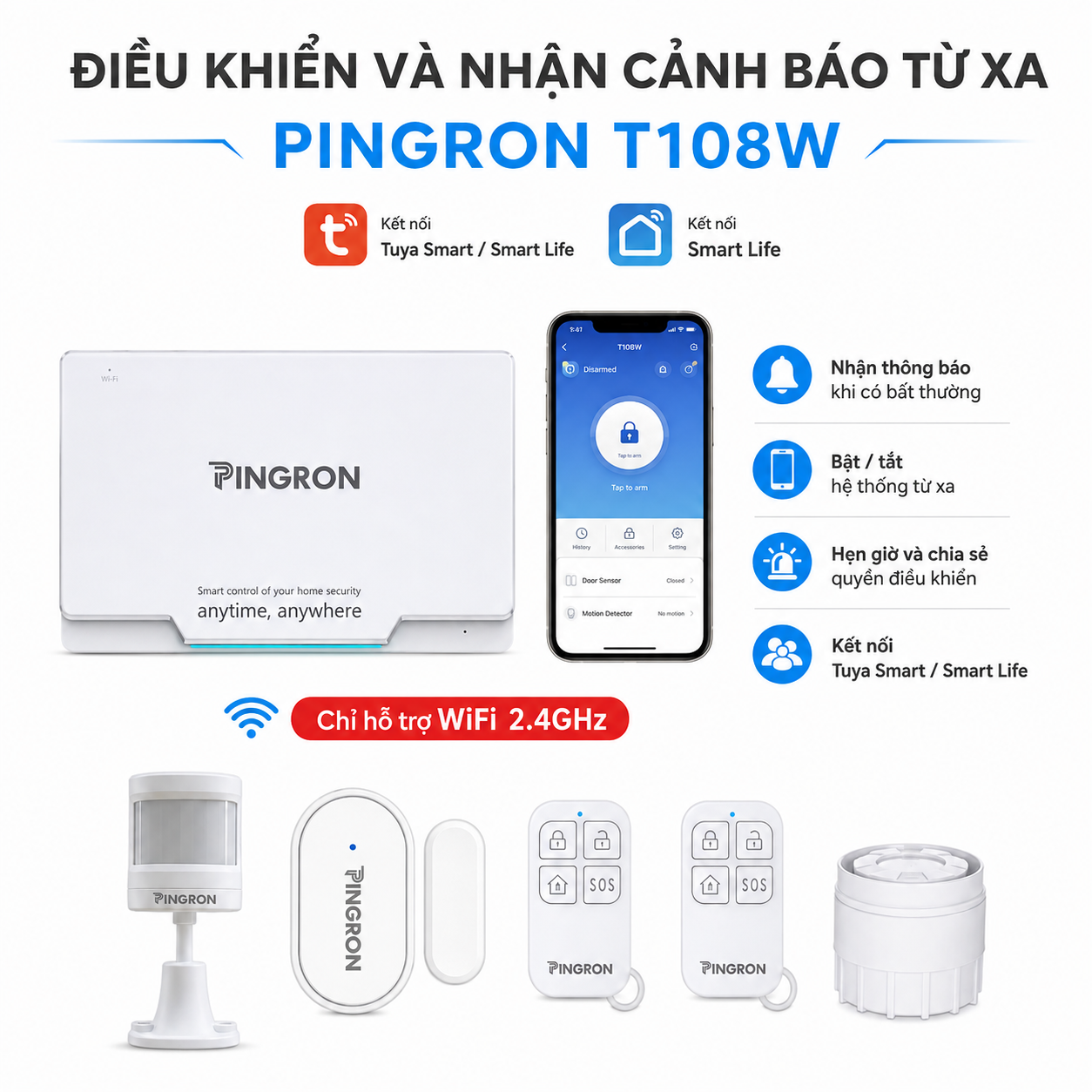 Chuông báo khẩn cấp người già Pingron S016W kèm nút SOS N03 / N02 / DB06 – image 4