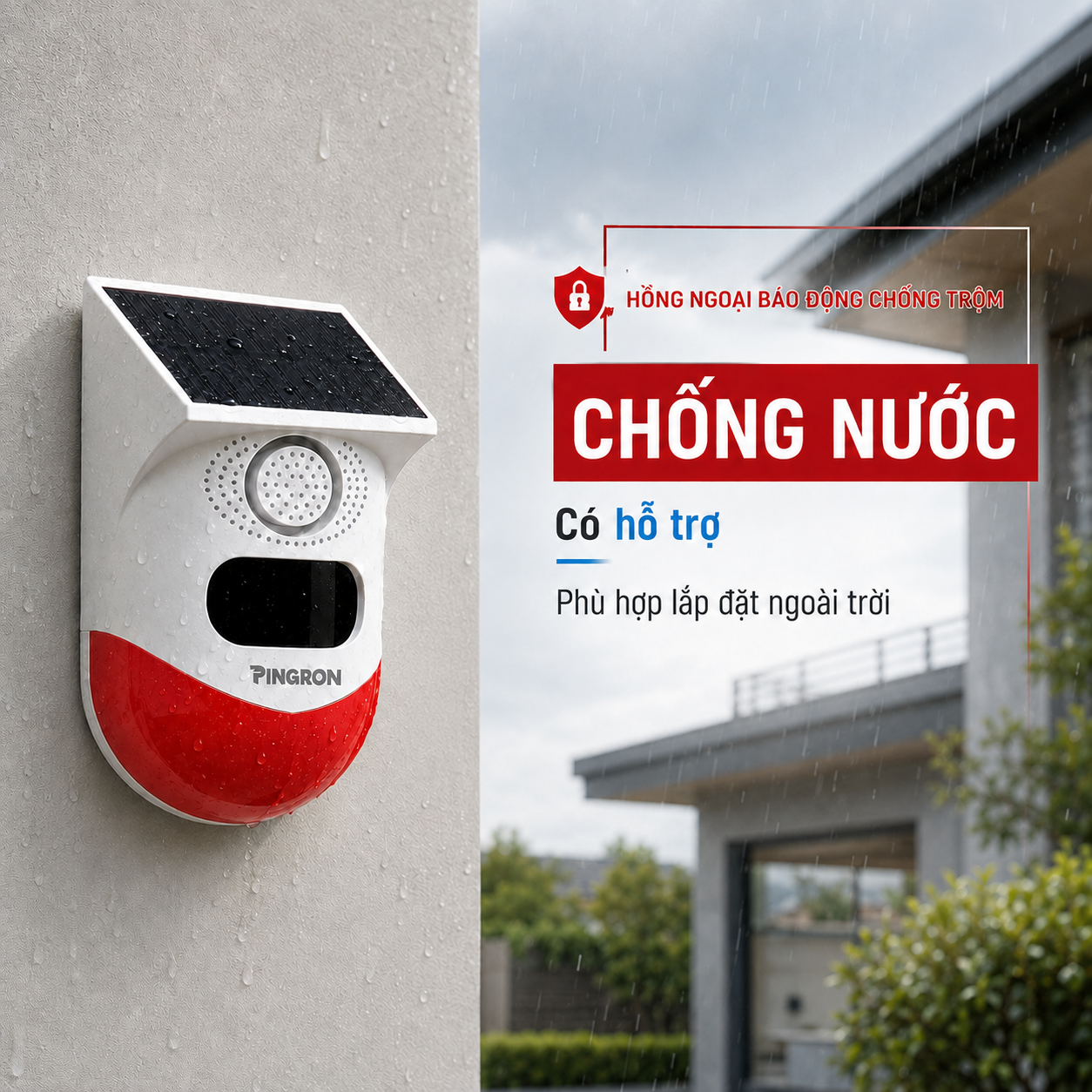 Thiết bị báo động chống trộm PINGRON hỗ trợ chống nước dùng ngoài trời