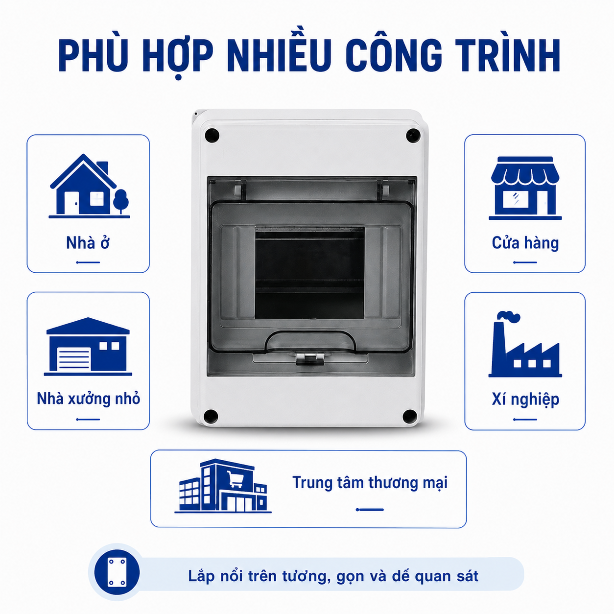 Hộp tủ điện chống nước lắp nổi 5 WAY dùng cho CB, aptomat – ảnh 6