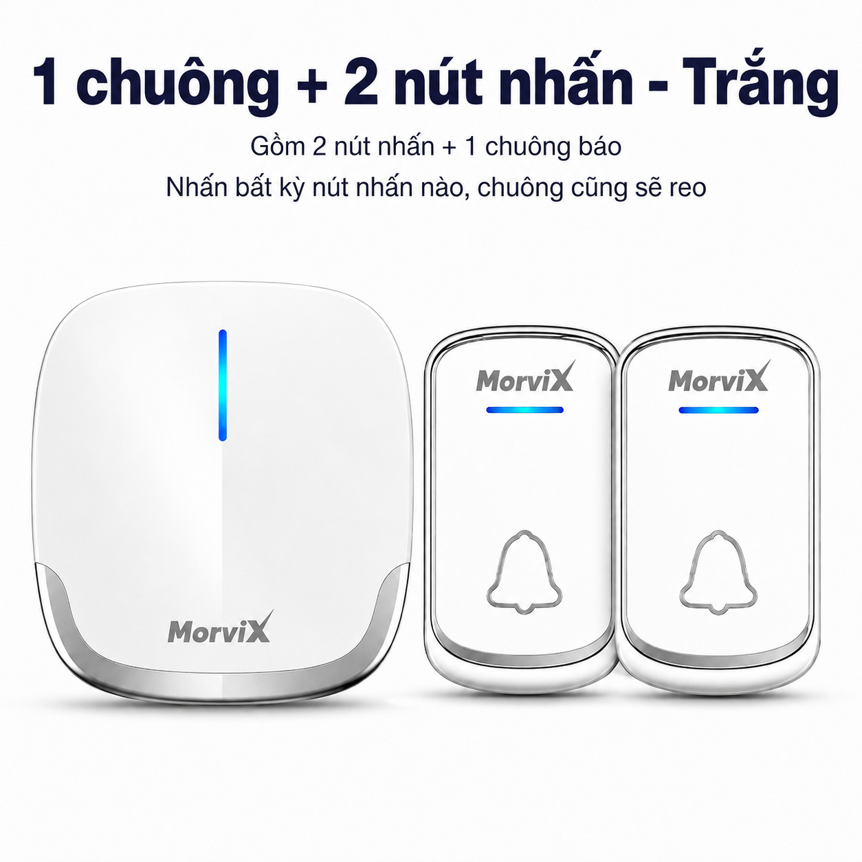 1 chuông + 2 nút nhấn · Trắng