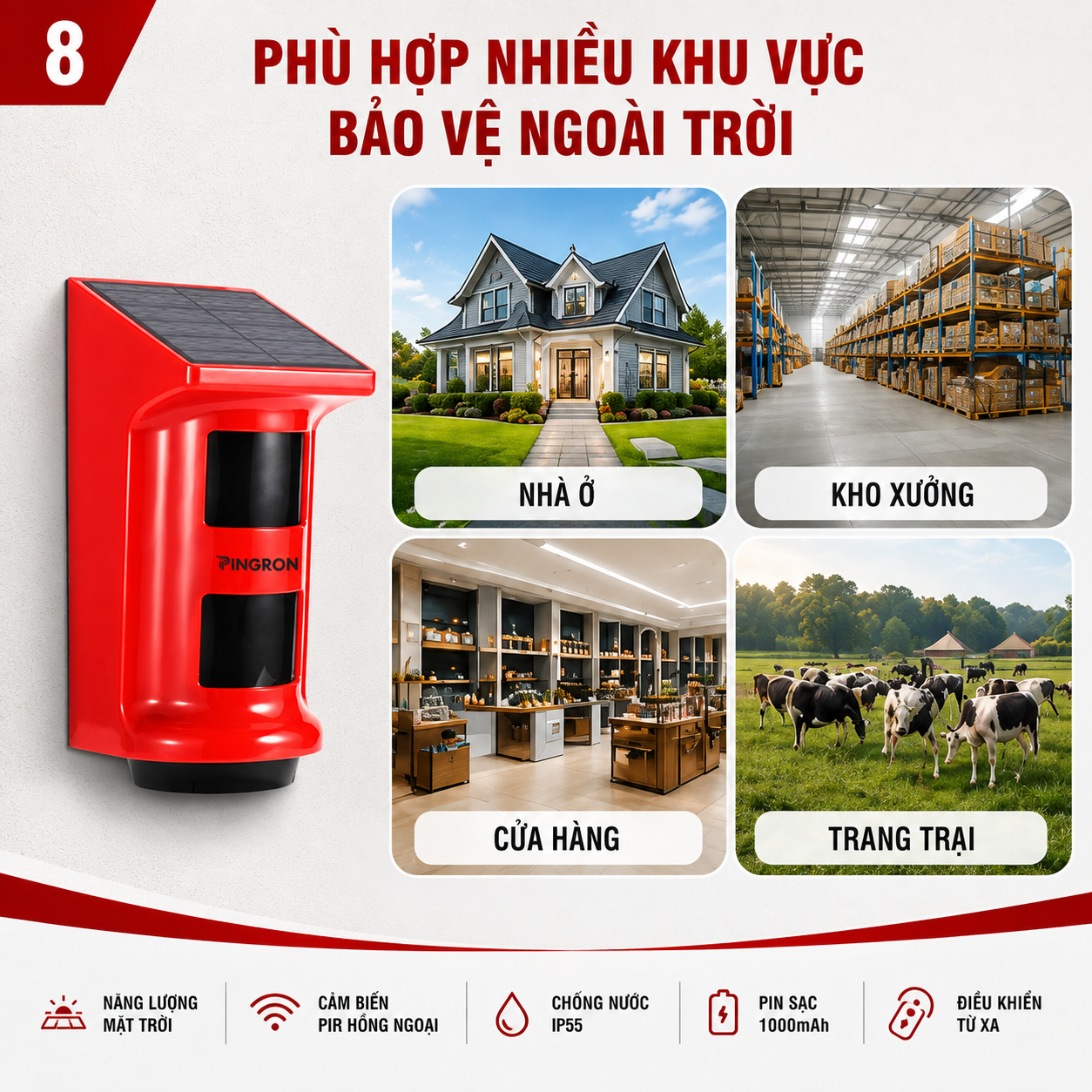 Các khu vực sử dụng thiết bị báo động chống trộm ngoài trời P09