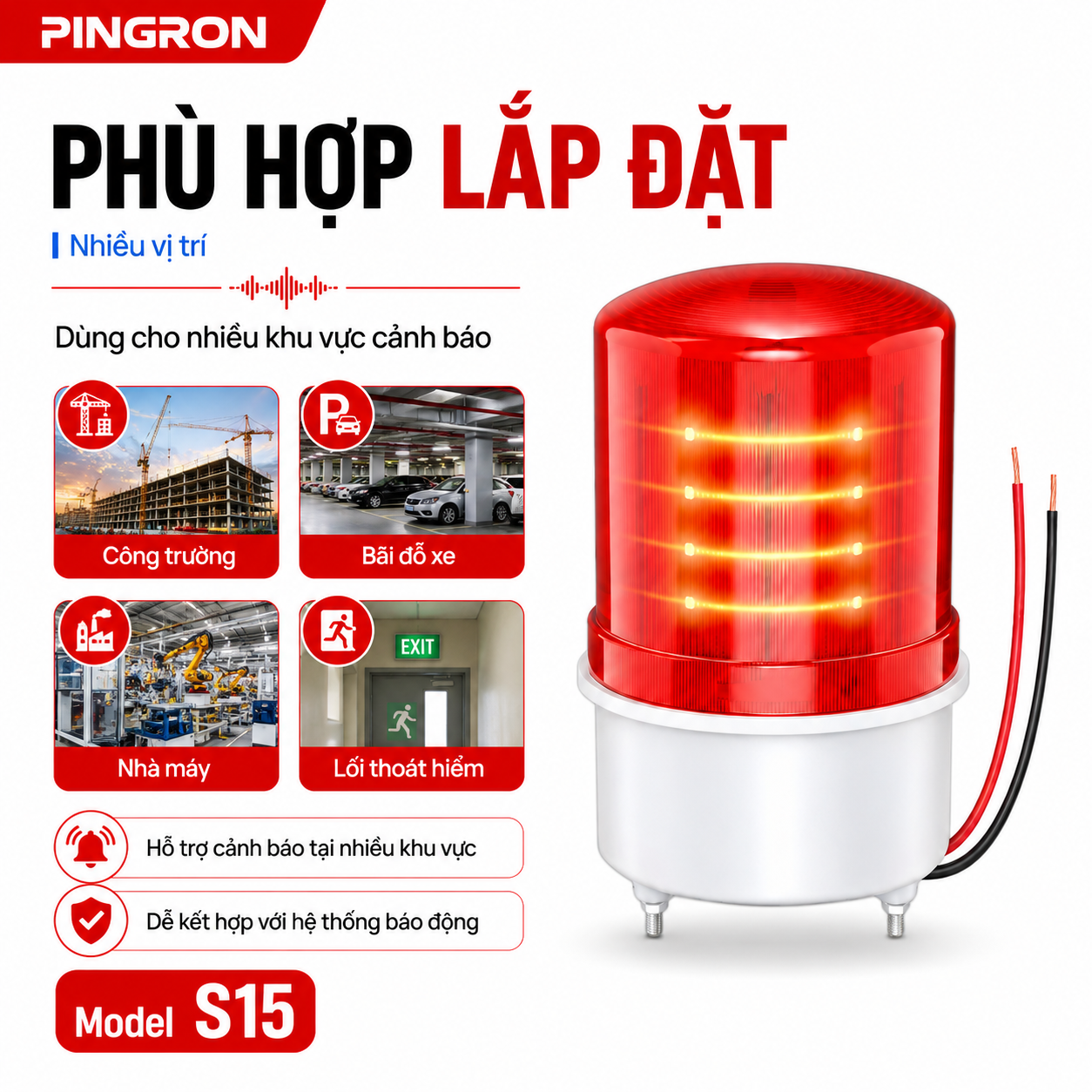 Đèn còi PINGRON S15 dùng cho công trường bãi xe nhà máy