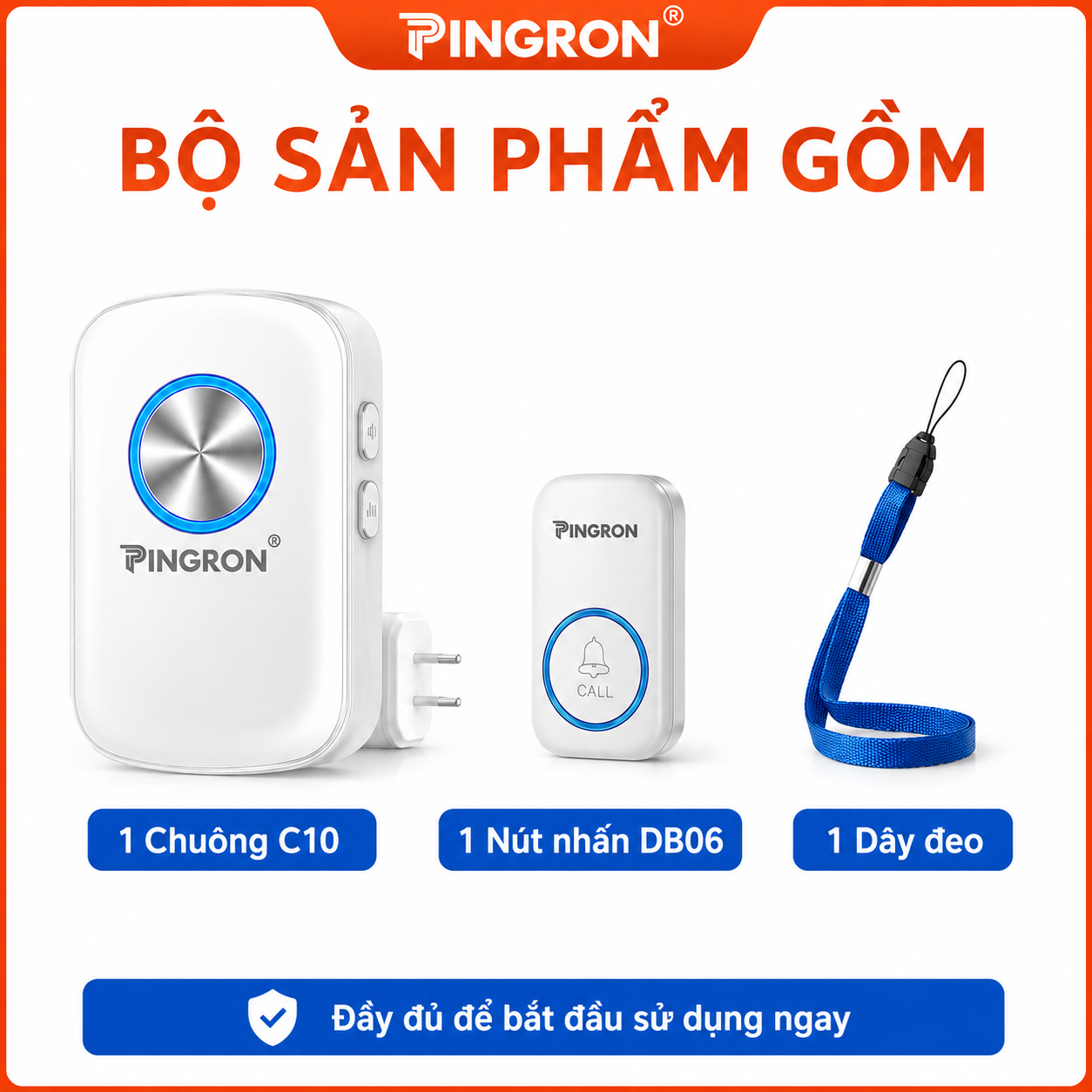 Chuông báo động khẩn cấp SOS PINGRON C10 + nút nhấn DB06 cho người già – image 8