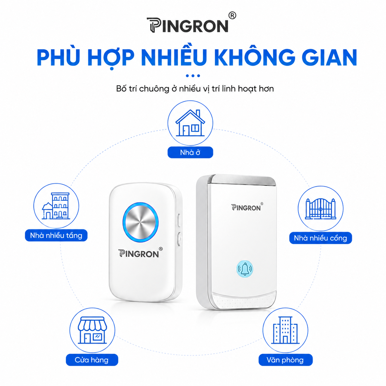 Chuông cửa không dây PINGRON DB02 – Cài chuông riêng cho từng nút nhấn – ảnh 6