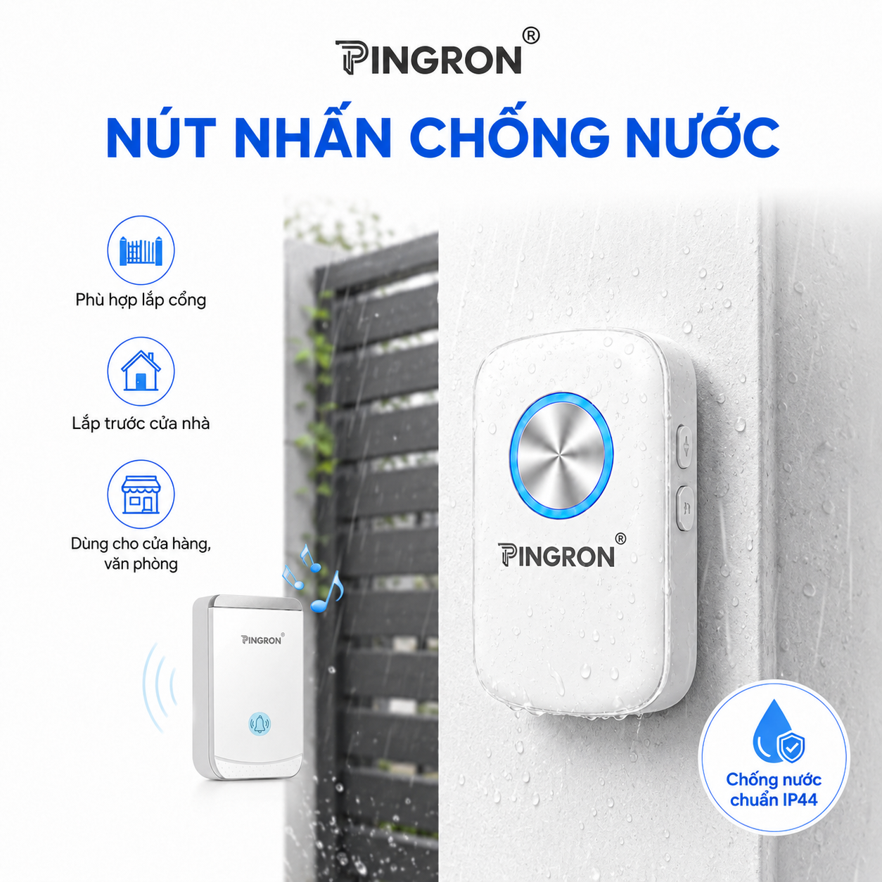 Chuông cửa không dây PINGRON DB02 – Cài chuông riêng cho từng nút nhấn – ảnh 5