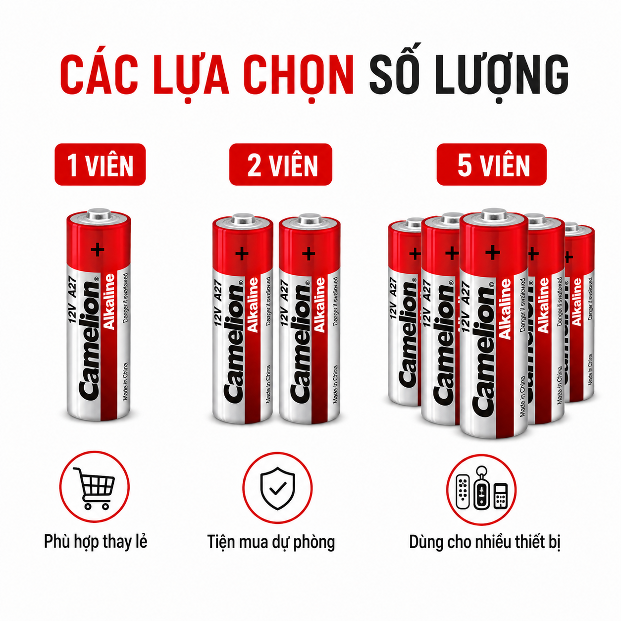 Pin 27A 12V Alkaline Camelio dùng cho remote cửa cuốn, báo động – ảnh 6