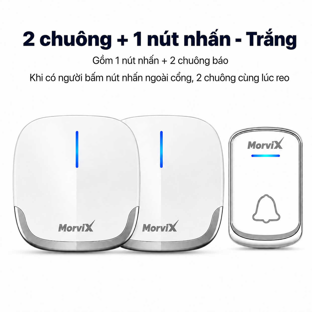2 chuông + 1 nút nhấn · Trắng