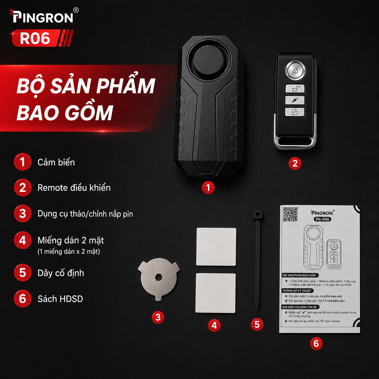 Bộ khóa chống trộm PINGRON R06 gồm