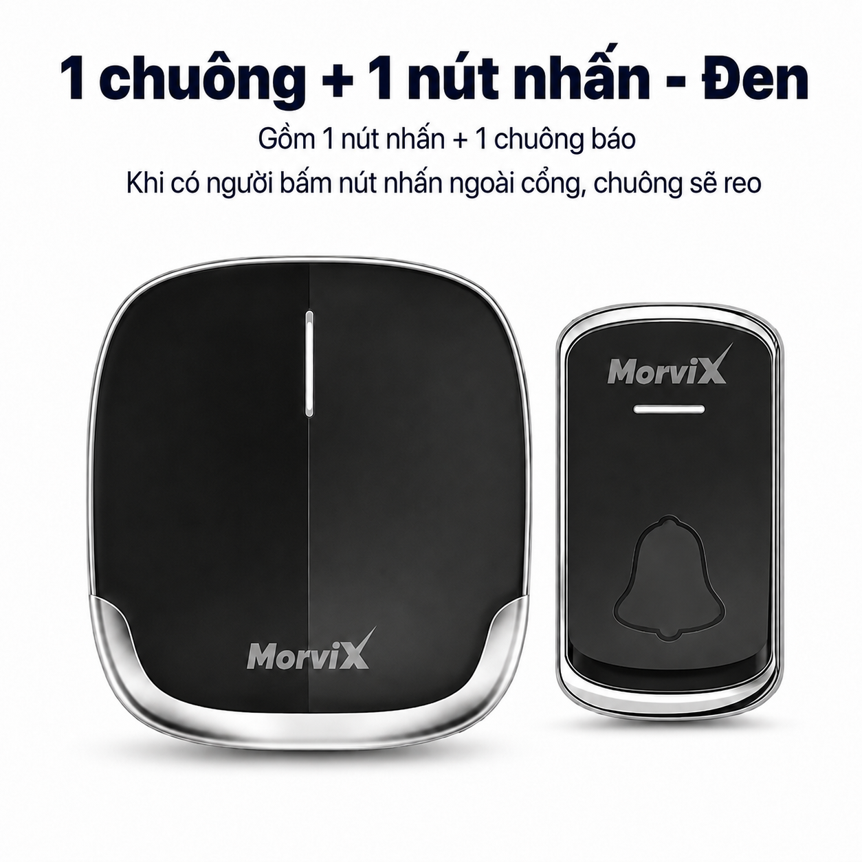 1 chuông + 1 nút nhấn · Đen