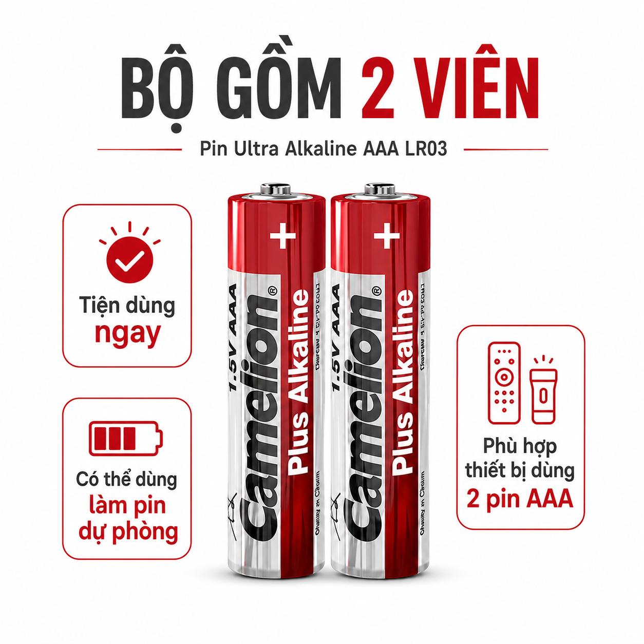 Pin Ultra Alkaline AAA LR03 1.5V – Bộ 2 viên – ảnh 8