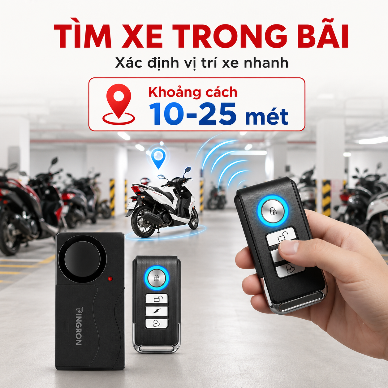 Khóa Chống Trộm Xe Máy PINGRON PR-R05 | Báo Động Lớn 110dB – image 3