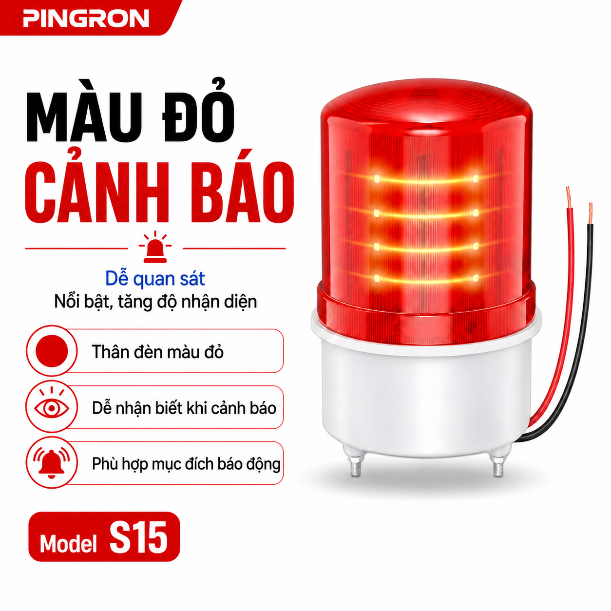 Đèn cảnh báo màu đỏ PINGRON S15